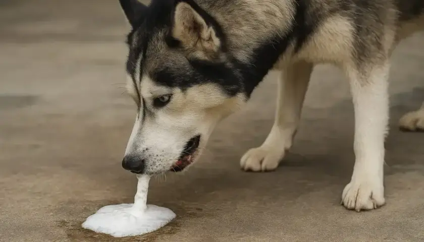 Husky wymiotuje białą pianą. Dowiedz się, co zrobić, gdy pies wymiotuje białą pianą i jak mu pomóc.
